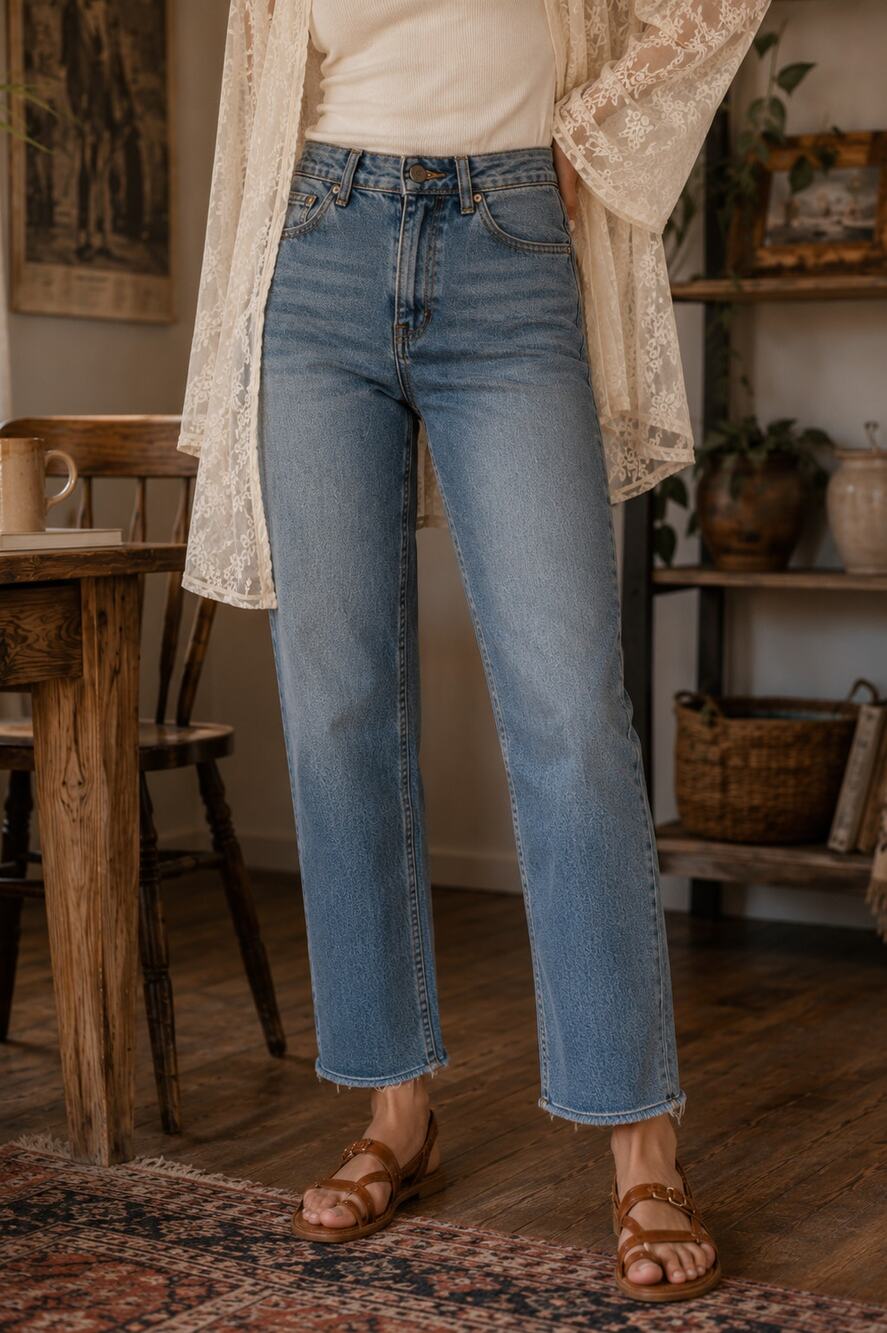 Madewell Classic Straight Jeans Women's 26 High Rise Straight Leg Med Wash Denim - Picture 1 of 12